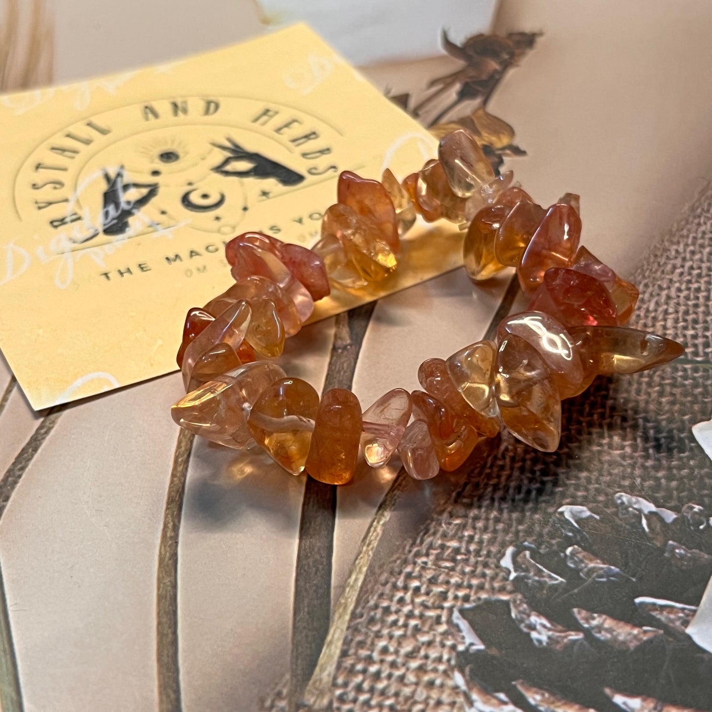 Orange Sunstone Chip Bracelet by Crystall and Herbs