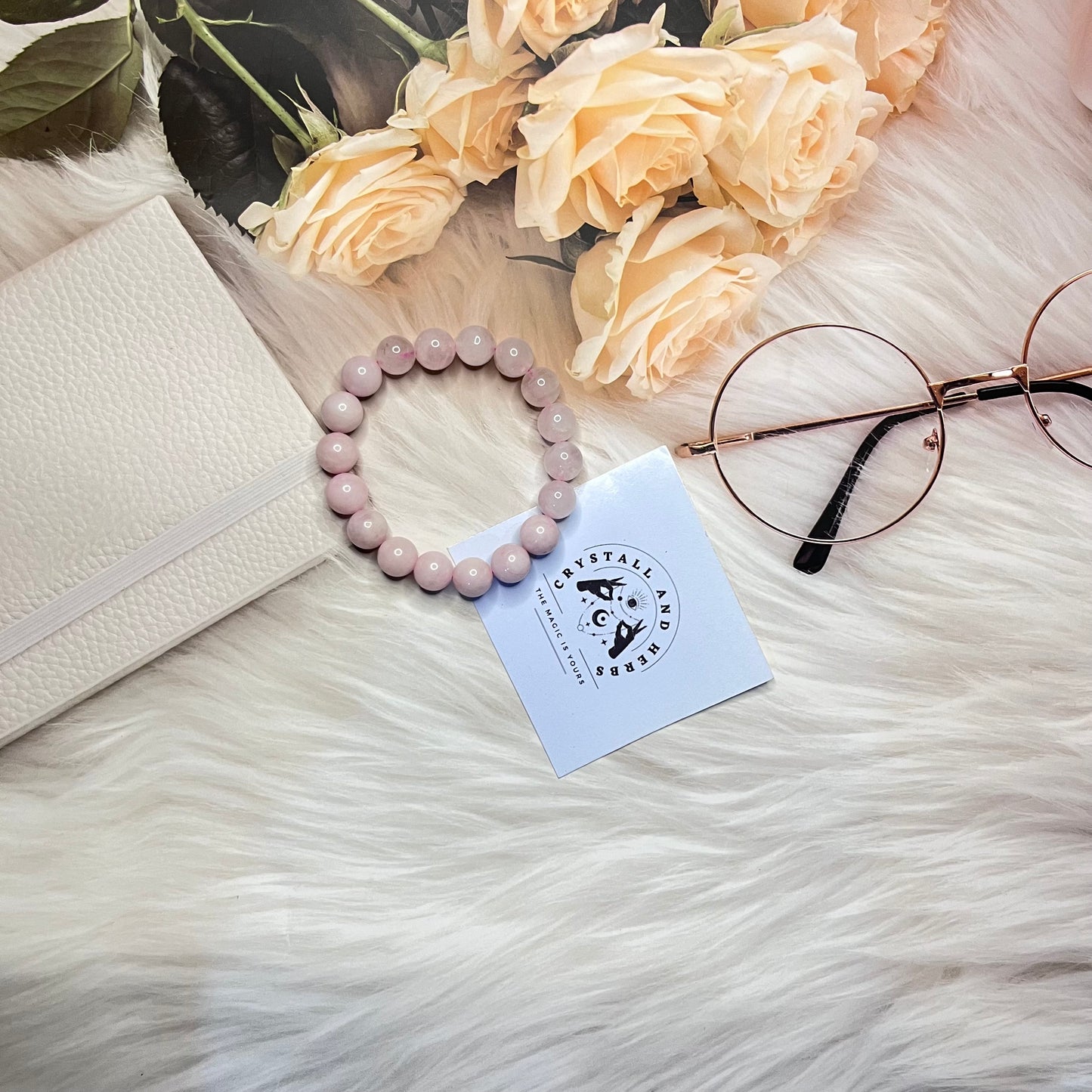 Rose quartz 10mm Handmade Bracelet by Crystall and Herbs