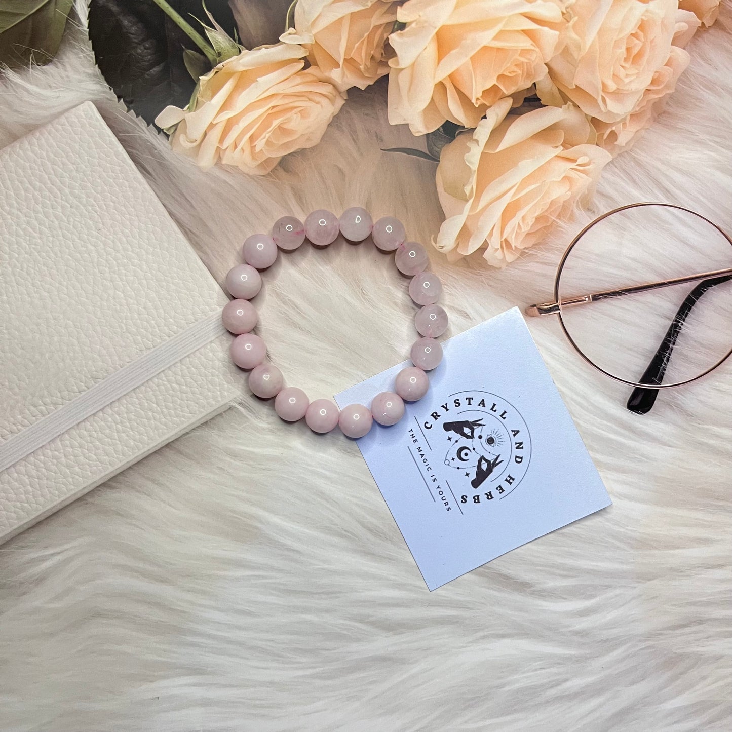 Rose quartz 10mm Handmade Bracelet by Crystall and Herbs