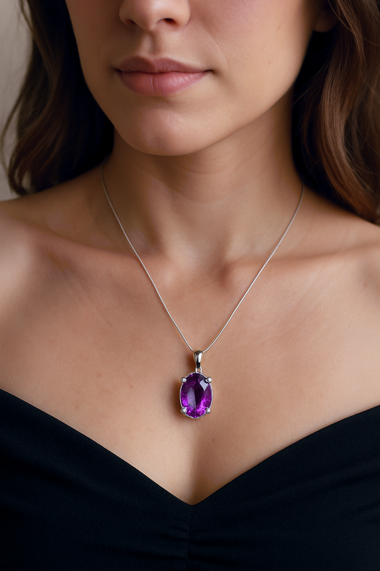 Premium Natural Amethyst Pendant – High-Quality Crystal for Protection, Peace & Spiritual Growth