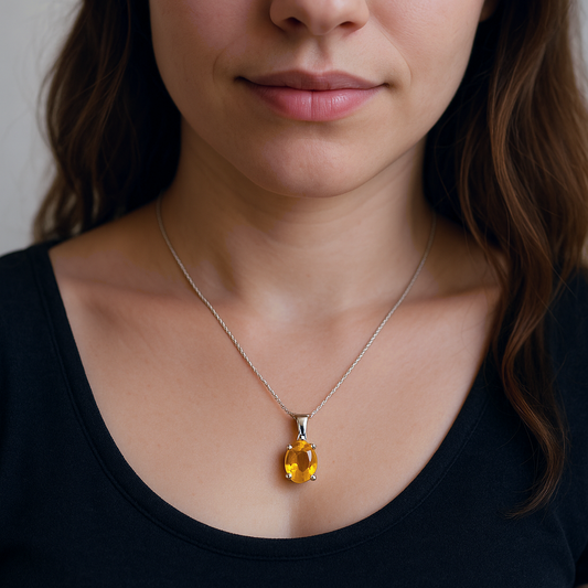 Premium Natural Citrine Pendant – High-Quality Crystal for Wealth, Success & Positive Energy