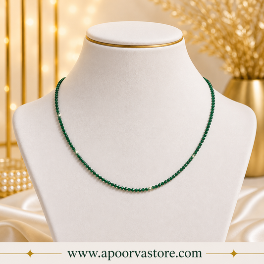 Green Jade 1mm Necklace Handmade by Crystall and Herbs