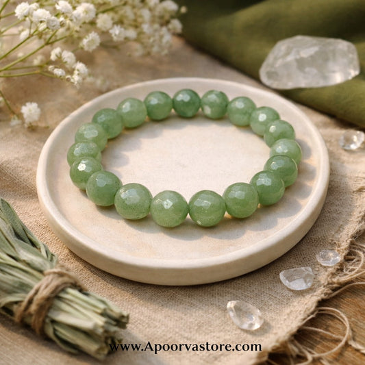 Premium 10mm Green Aventurine Diamond Cut Bracelet – Luck, Growth & Opportunity Energy