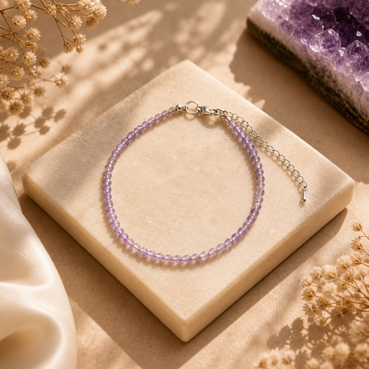Amethyst 1mm Bracelet Handmade by Crystall and Herbs