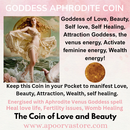 Goddess Aphrodite Venus Love Beauty Coin by Crystall and Herbs