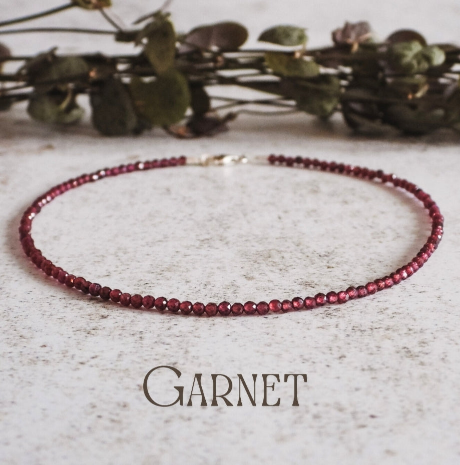 Red Garnet Crystal Anklet - Success,Power, Passion, Success, Courage and Strength