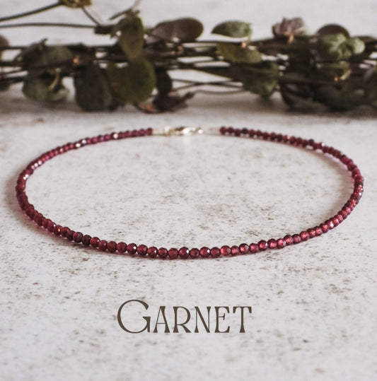Red Garnet Crystal Anklet - Success,Power, Passion, Success, Courage and Strength