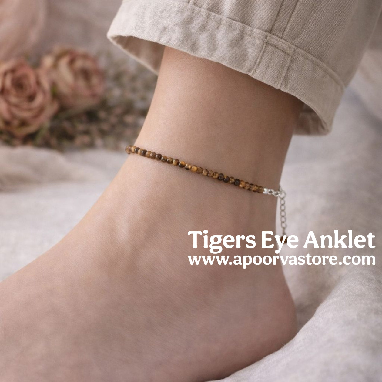 Tigers Eye Anklet- Confidence, Success, Protection, Power, Education and Career