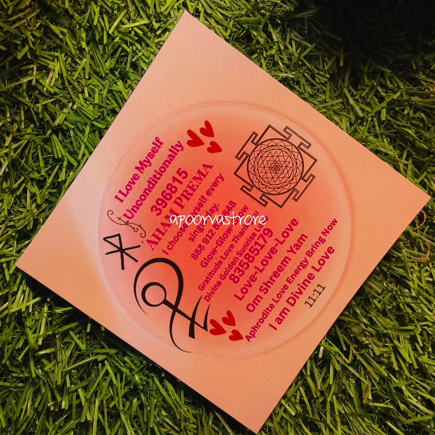 Self Love & Self Healing Energy Circle Energized and Activated for water manifestation with Lamination