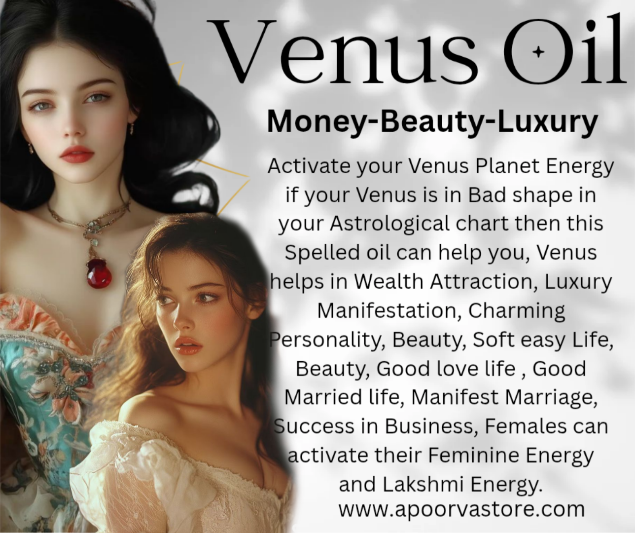 Venus- Shukra Oil for Beauty- Luxury- Success Attraction by Crystall and Herbs