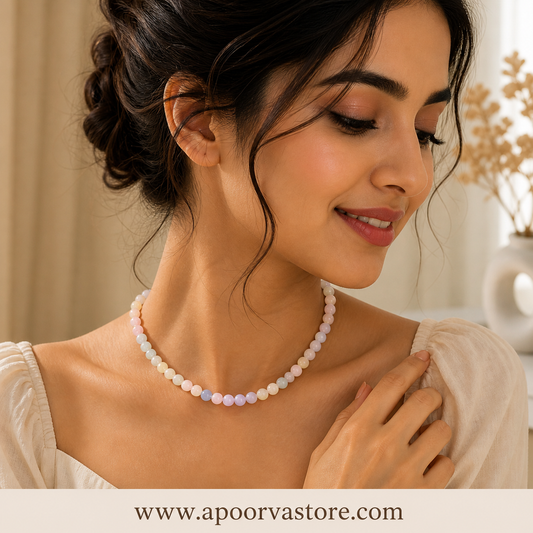 Morganite Crystal Necklace by Crystall and Herbs
