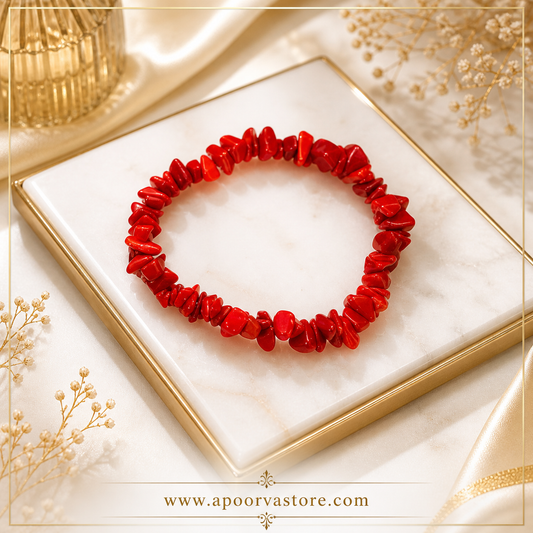 Red Coral Chip Bracelet handmade bracelet by Crystall and Herbs