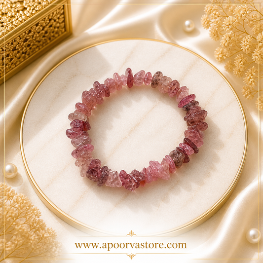 Strawberry Quartz Chip Bracelet handmade by Crystall and Herbs