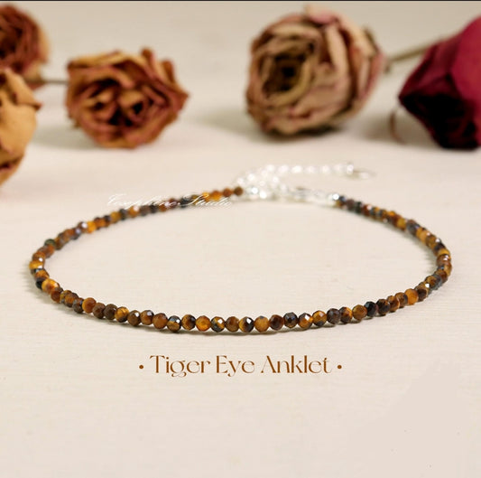Tigers Eye Anklet- Confidence, Success, Protection, Power, Education and Career