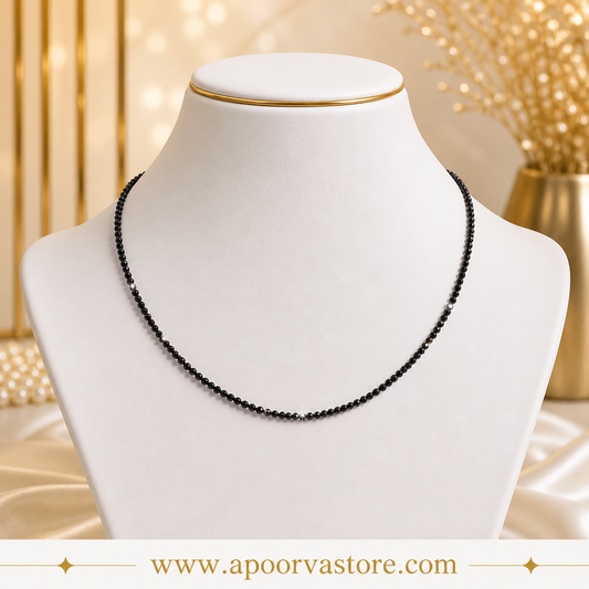 Black Obsidian 1mm Necklace Handmade by Crystall and herbs