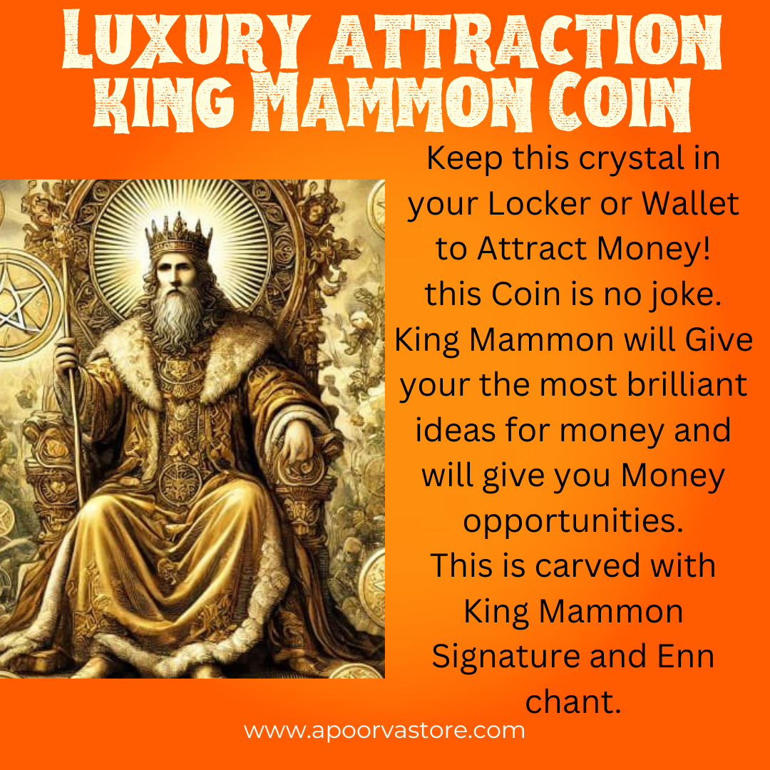 Luxury and Wealth King Mammon Sigil and Chant Coin by Crystall and Herbs