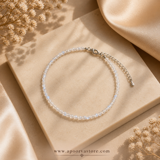 Moonstone 1mm handmade Crystal Bracelet by Crystall and Herbs
