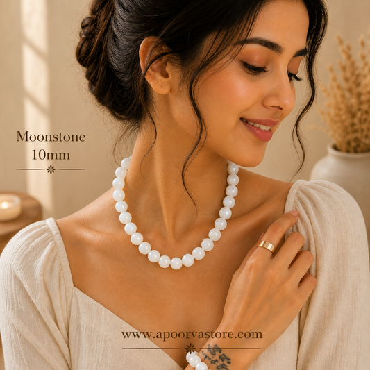 Moonstone 10mm Handmade Necklace by Crystall and Herbs