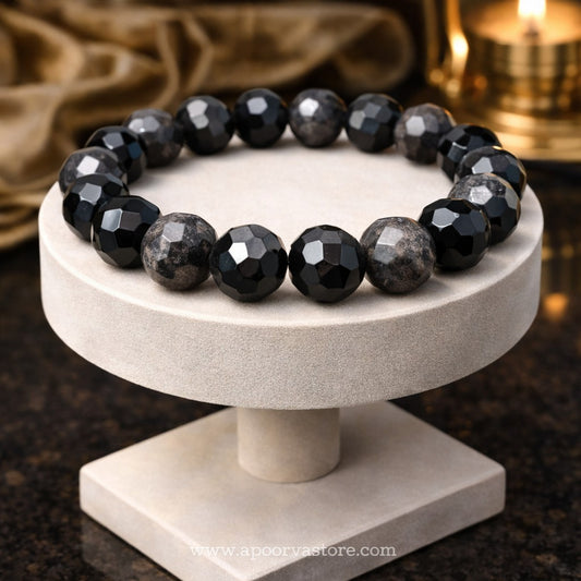 Black Tourmaline Diamond Cut Bracelet 10mm – Ultimate Protection & Negative Energy Shield