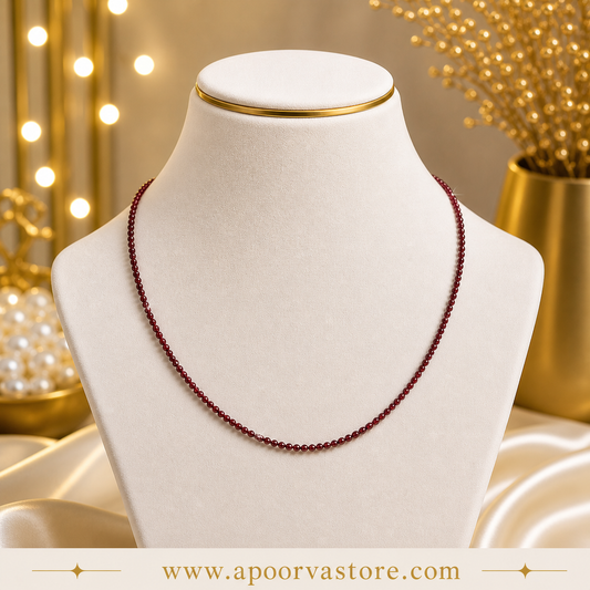 Red Garnet 1mm Necklace Handmade by Crystall and Herbs
