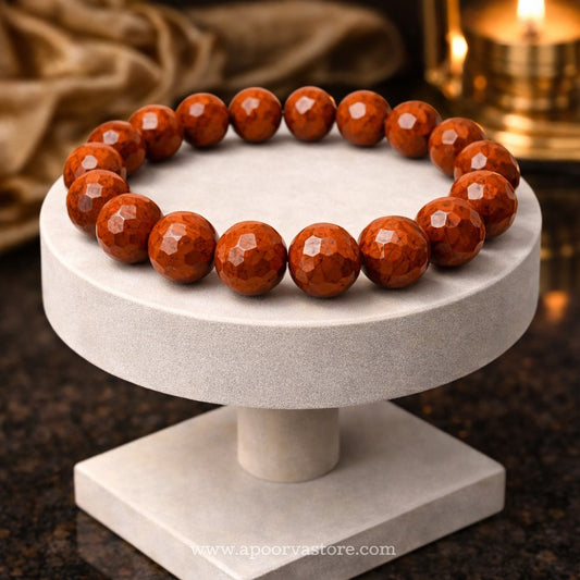 Premium 10mm Red Jasper Diamond Cut Bracelet – Strength, Protection & Stability Energy Activated with Hanuman Energy