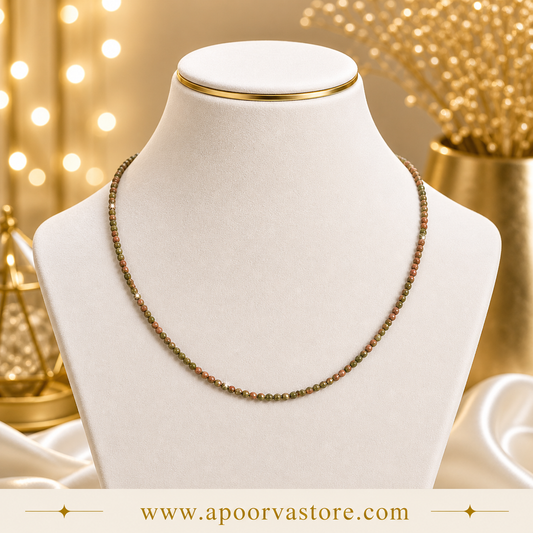 Unakite 1mm handmade Necklace by Crystall and Herbs