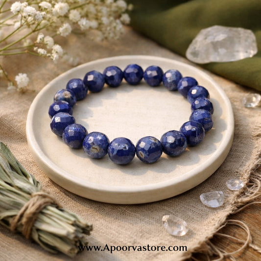 Premium Lapis Lazuli Diamond Cut Bracelet – Wisdom, Confidence & Protection Energy