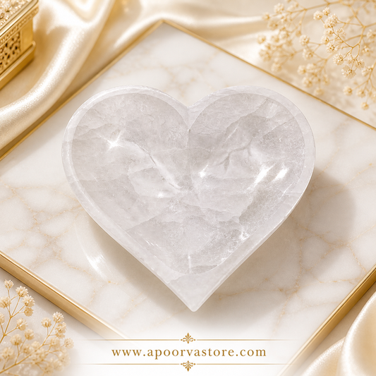 Selenite Heart Shaped Bowl by Crystall and Herbs
