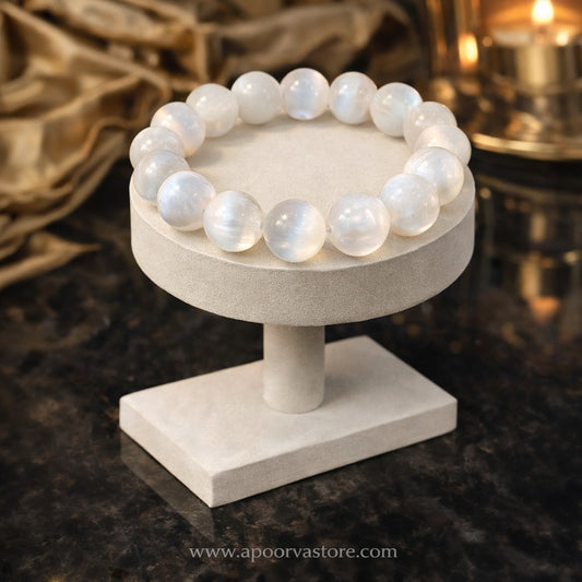 Premium Selenite Bracelet 10mm – Aura Cleansing & Divine Protection Energy