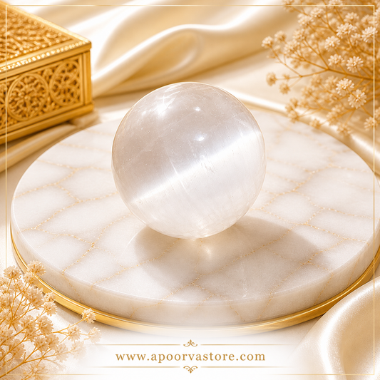 Selenite Sphere by Crystall and Herbs