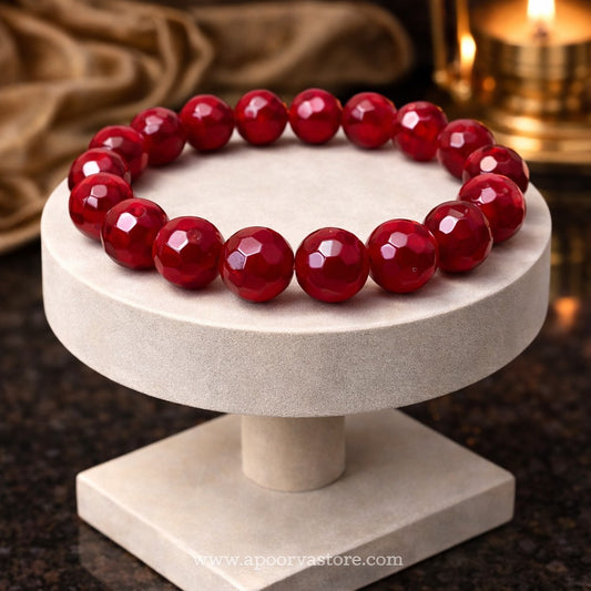 Premium Ruby Bracelet 10mm Diamond Cut – Love, Power & Confidence Energy