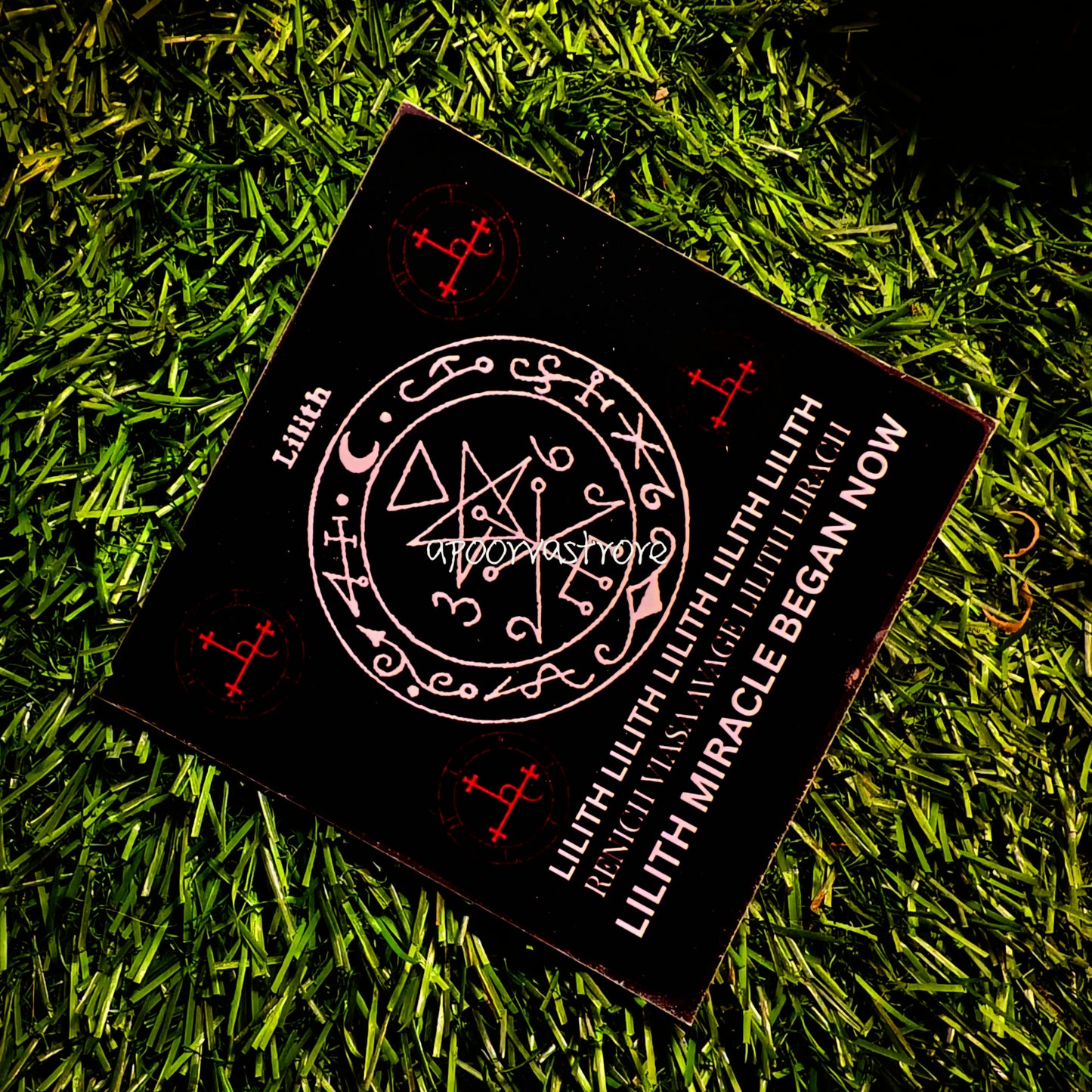 Goddess Lilith Magic Sigil and Power words Energized manifestation Square card With lamination