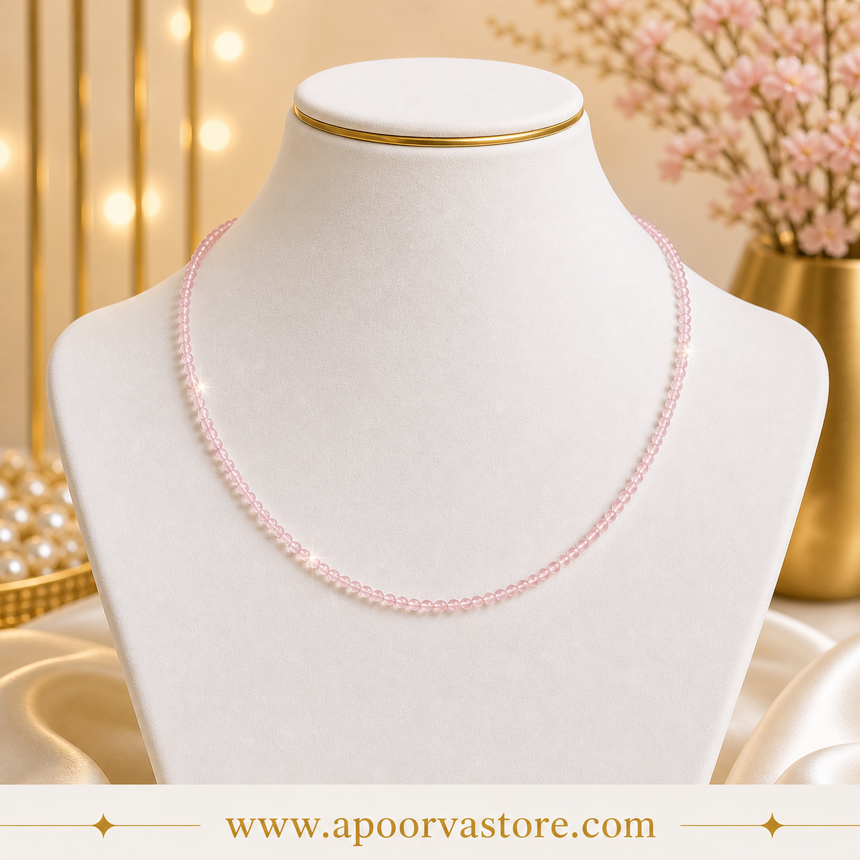 Rose Quartz 1mm handmade Necklace by Crystall and herbs