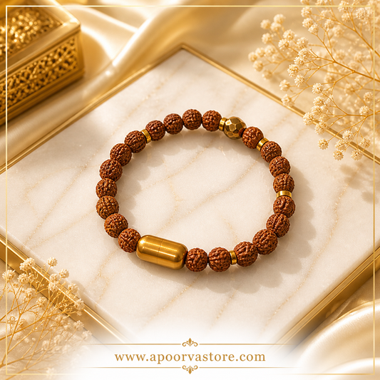 Rudraksh Bracelet with Magnet and Pyrite by Crystall and Herbs