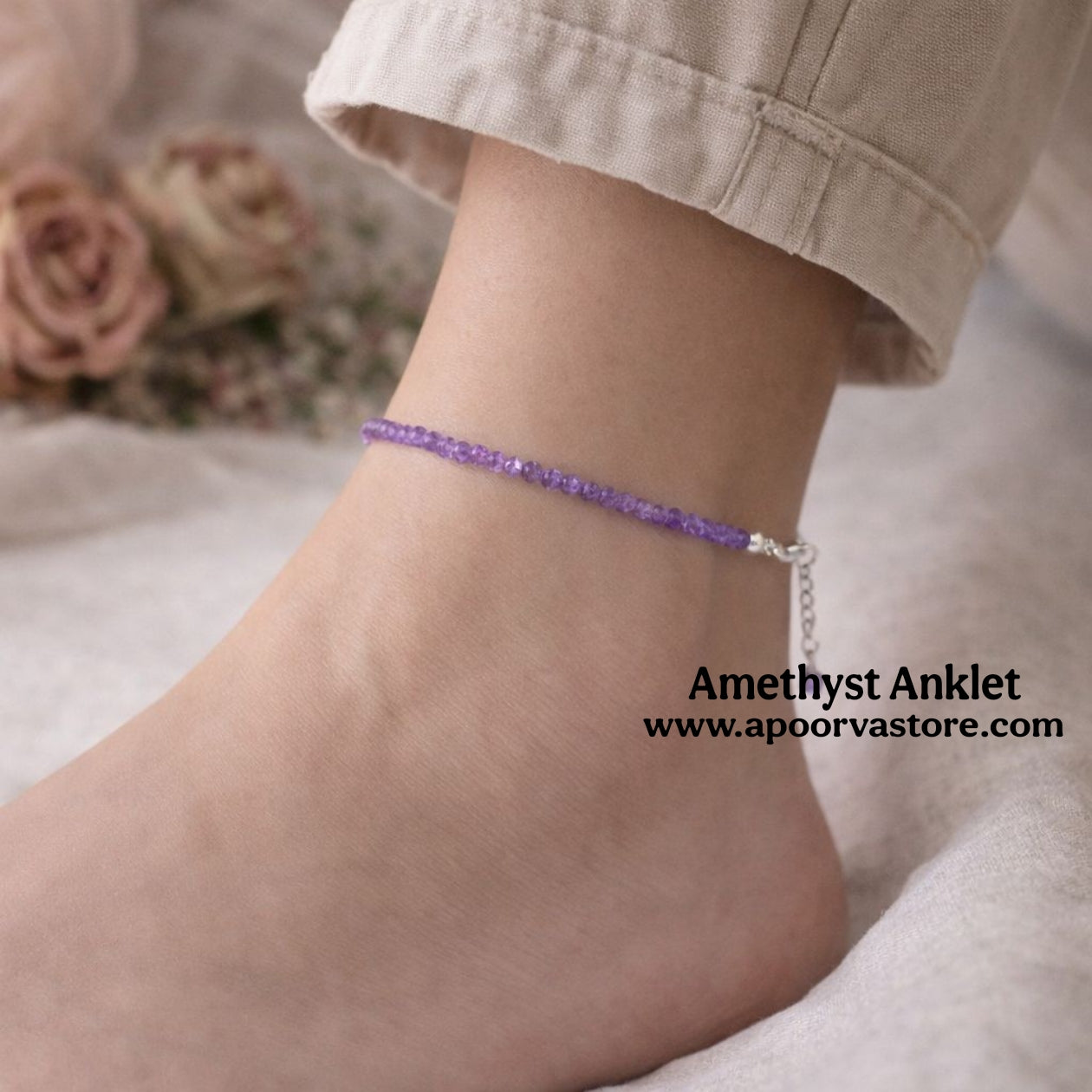 Amethyst Anklet - Spiritual, Protection, Peace, Healing Energy