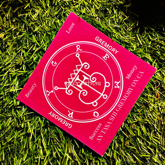 Gremory Sigil square Card with Power words Activated with Gremory Energy ( Laminated)