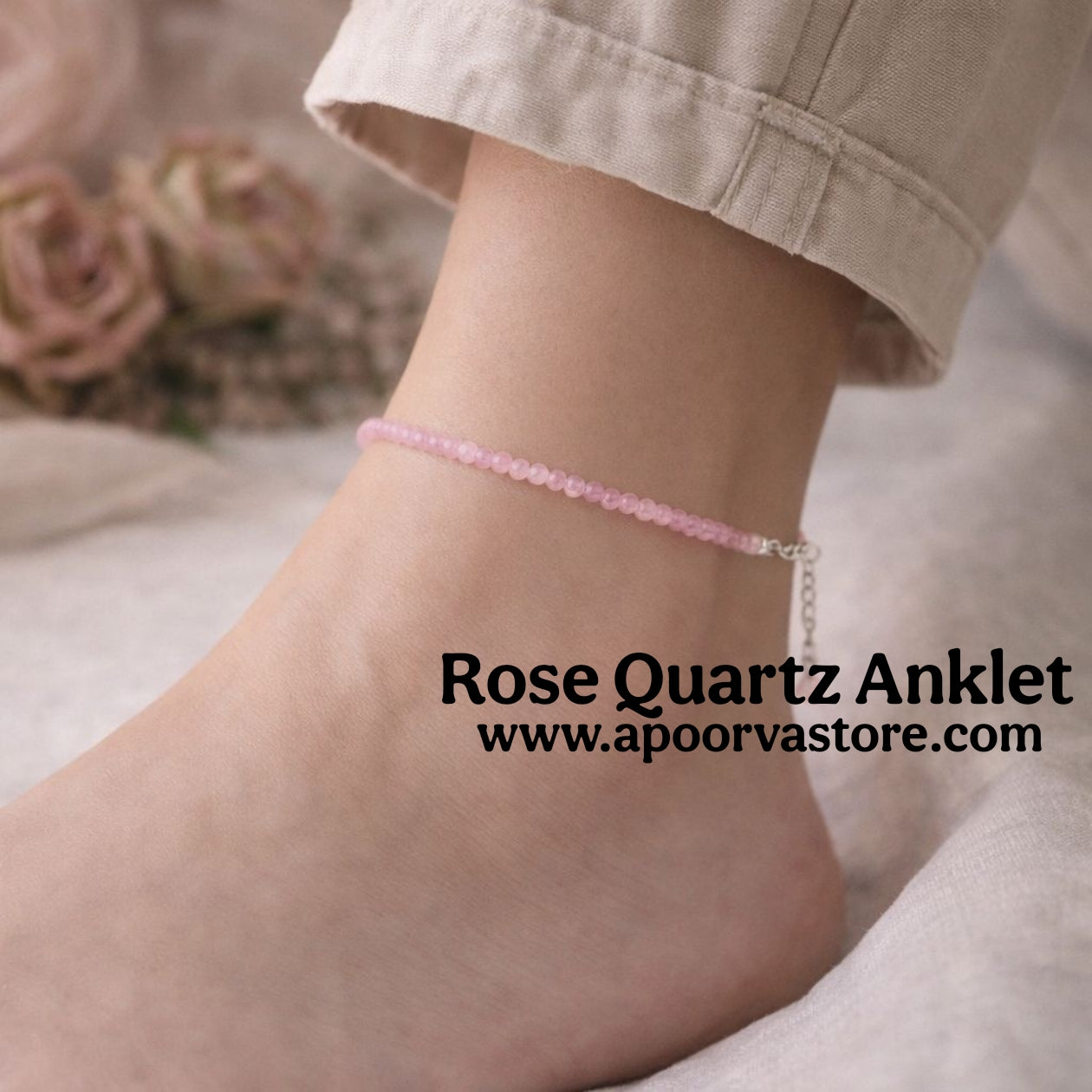 Rose Quartz Anklet - Love, Beauty, Self Love and Emotional Balance